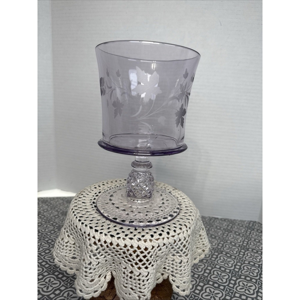 Pavonia Water Goblet Ripley & Co ?Pineapple Stem Leaf Etched Tinted, See Discp
